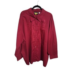 Bob Mackie Sequin Womens size 3X Party Holiday Office Wearable Art Button Up Top